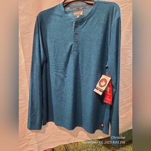 CANADA WEATHER GEAR Men's Blue Long Sleeve Henley Shirt